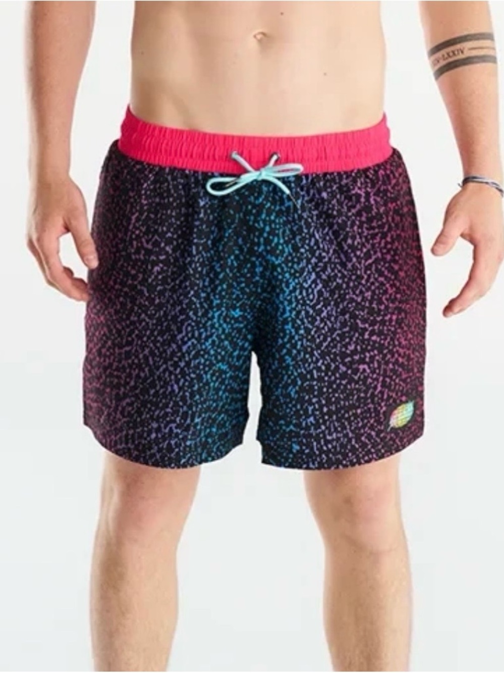Slunks Gradient Splash Retro Volleyball Swim Trunks Shorts Speckled Beach Sz L